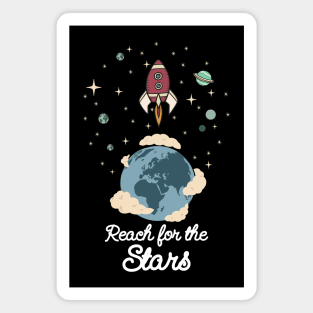 Reach for the Stars Motivational Rocket Design Magnet